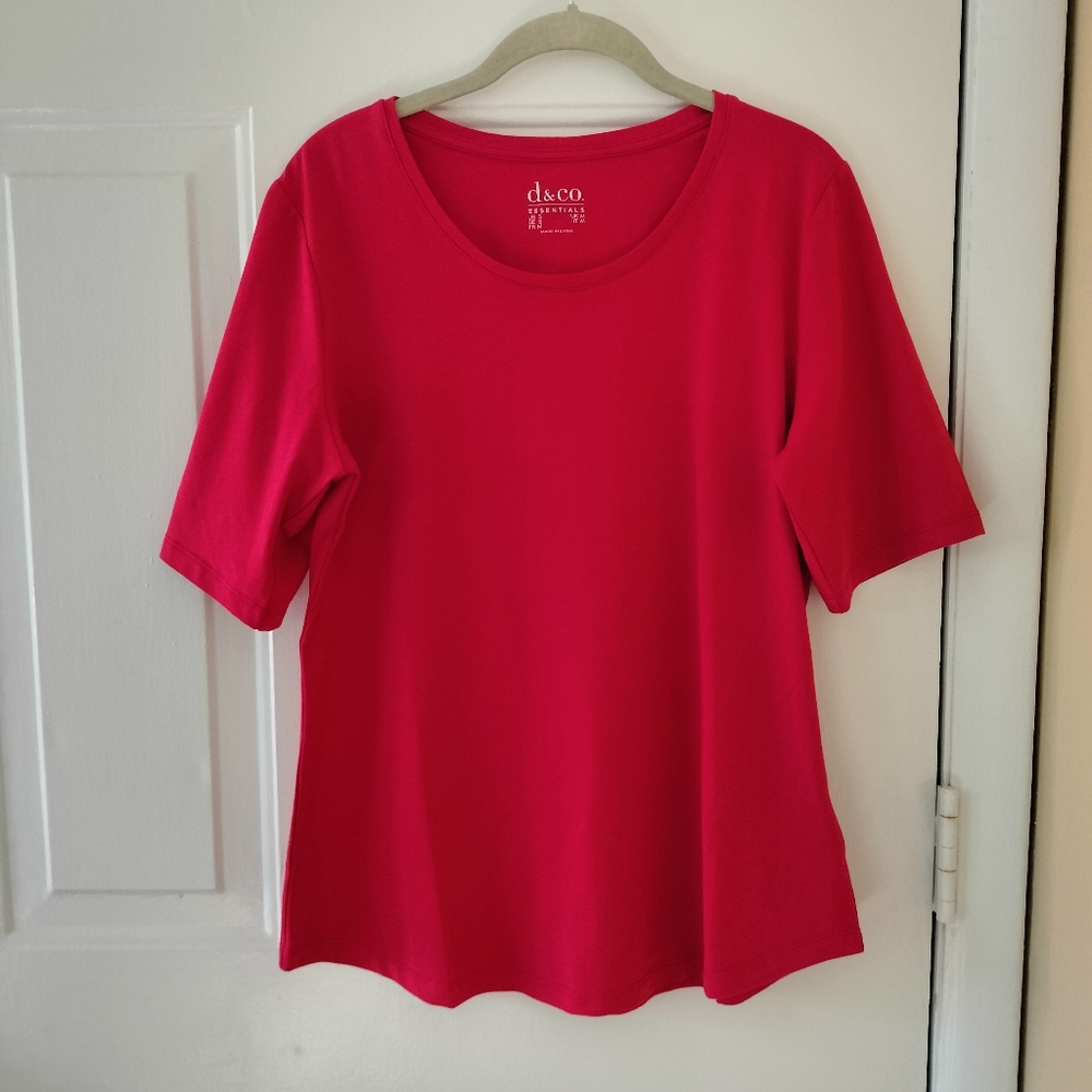 Denim & Co Essentials Cotton Blend Everyday Tee T-shirt Top S Closet Staple